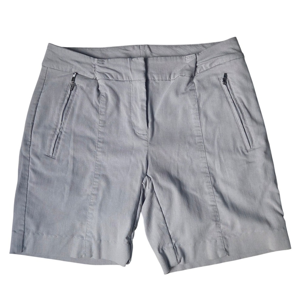 IZOD Golf Womens Gray Flat Front Performance Shorts Size 4 Custom Tailored